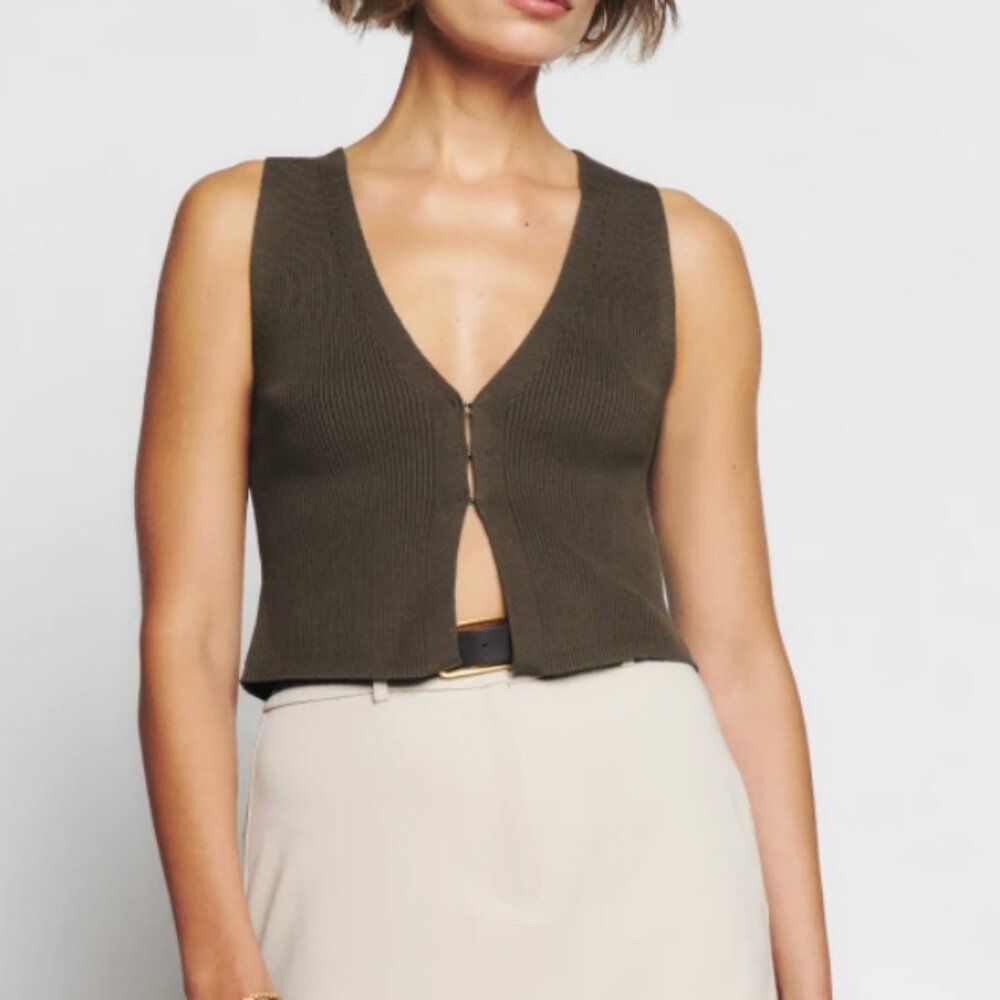 Reformation Myrtle Cotton Sweater Small Putty